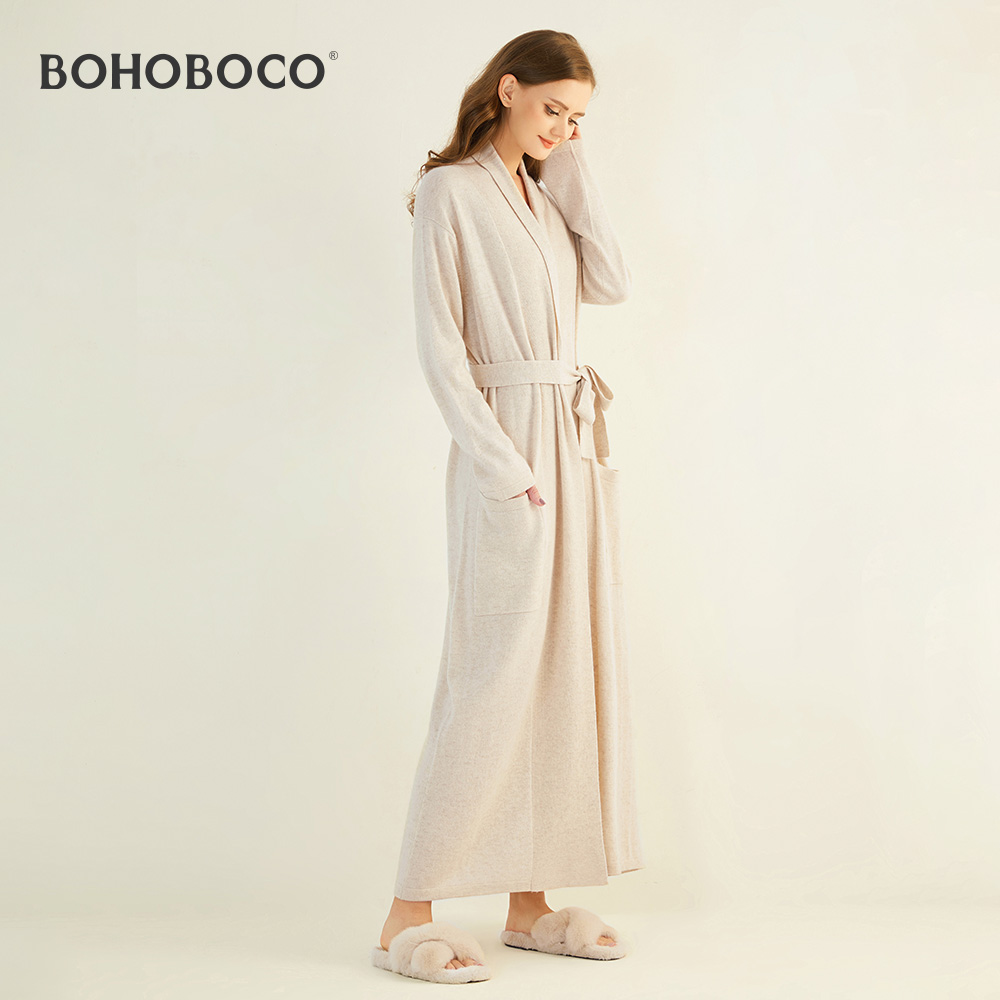 纯羊绒保暖睡袍居家服睡衣