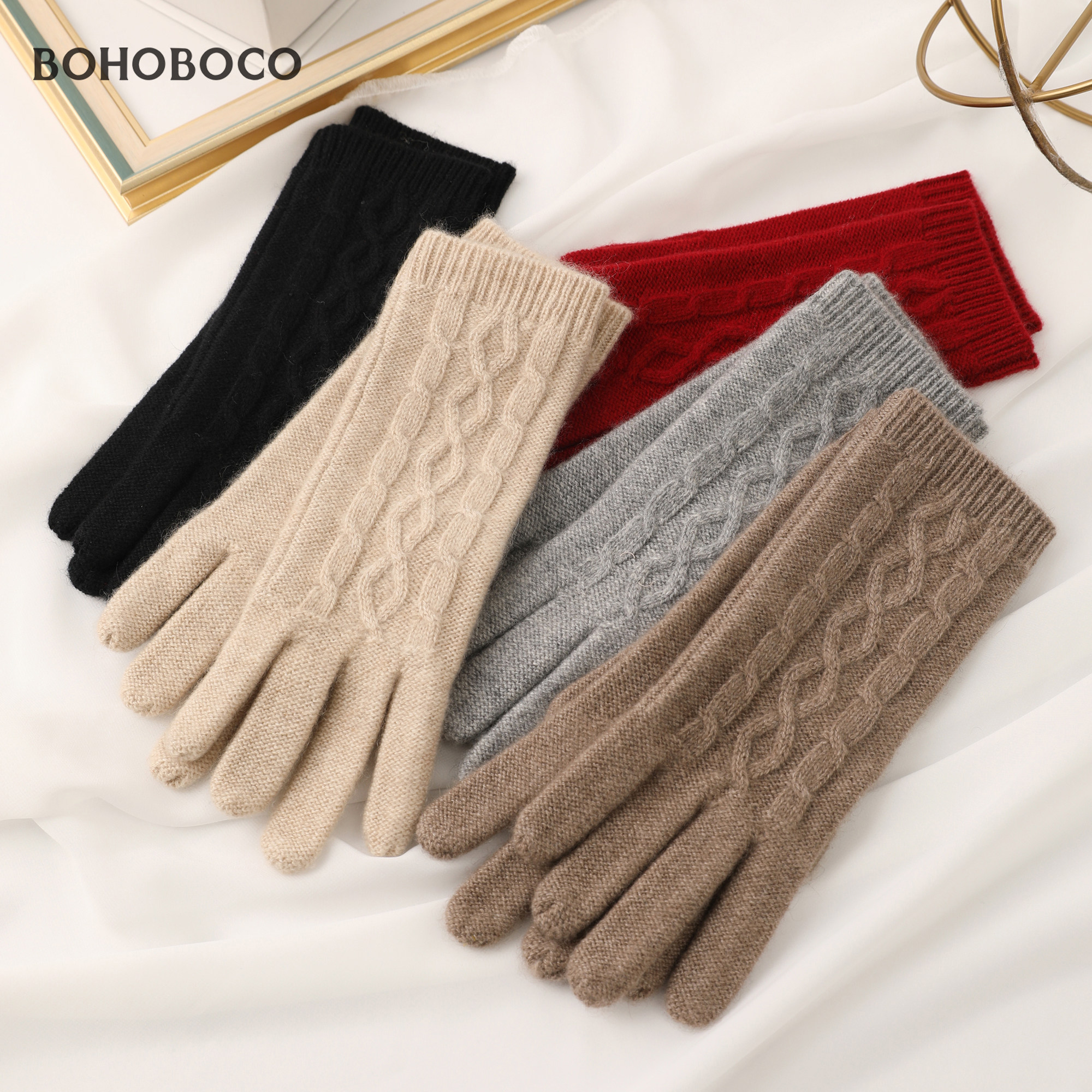 纯山羊绒手套女冬保暖防寒加厚