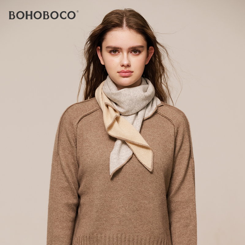 100%山羊绒小围巾女秋冬季保暖