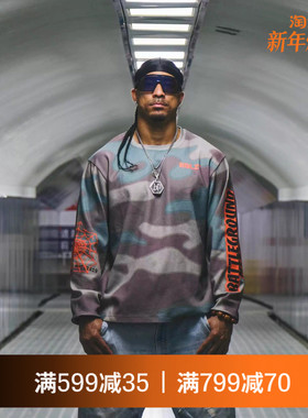 EQLZ义阔草场格斗传说华夫格速干迷彩长袖T恤衫美式百搭篮球运动