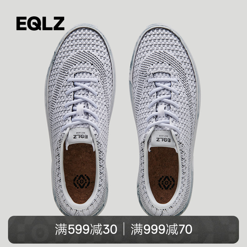 EQLZ义阔官网FAULT24飞织网面轻便透气板鞋男款情侣鞋子无中生有