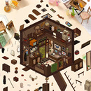 十一玖3D造景贴纸复古商行微缩场景立体小屋卡通DIY手工造景贴纸
