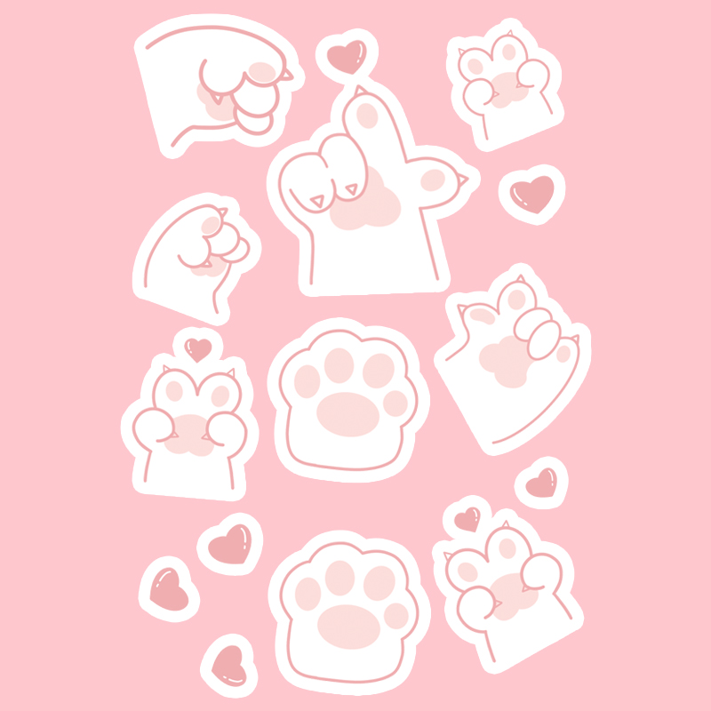 猫爪贴纸少女心卡通可爱软萌封口贴手帐装饰素材防水diy贴画