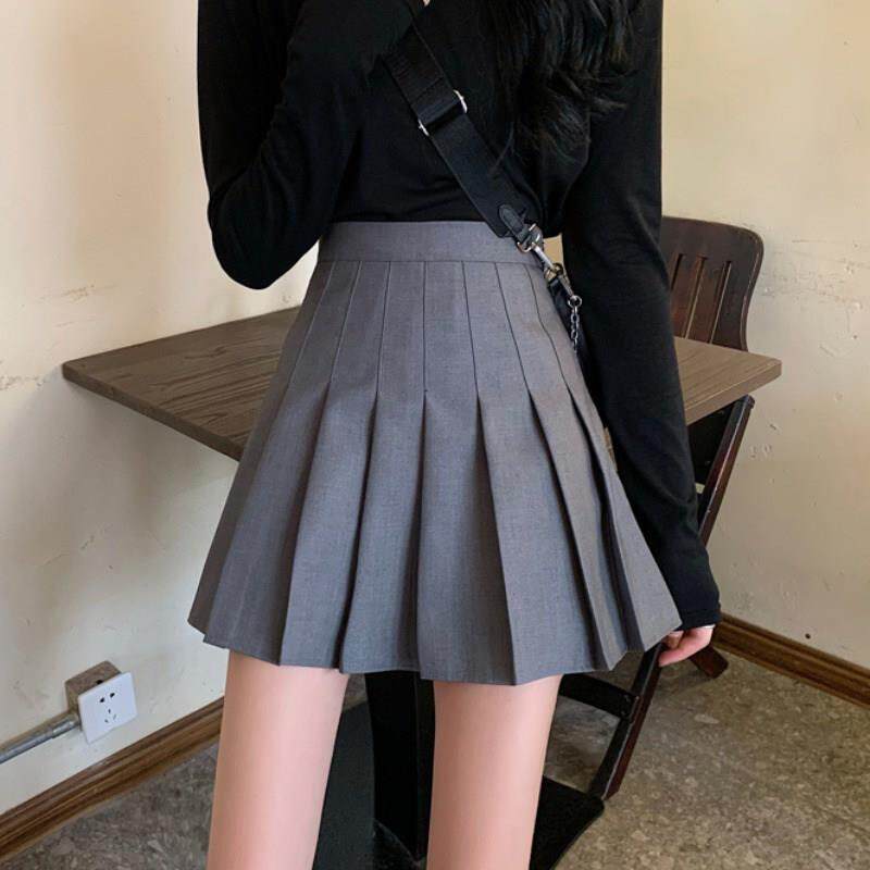 字西装jk显瘦新款春季灰色短款半身裙a夏季高腰女百褶裙短裙裙子