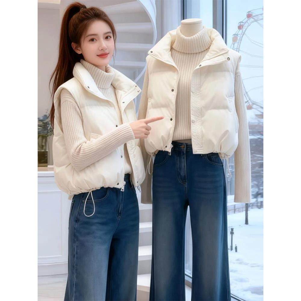 韩系羽绒棉洋气马甲背心坎肩冬季立领2026小个子保暖新款女款短款