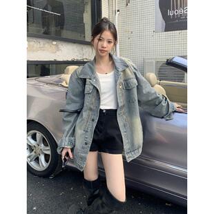 新款 减龄复古春季 大码 mm2026牛仔女时尚 显瘦 短外套宽松上衣胖长袖