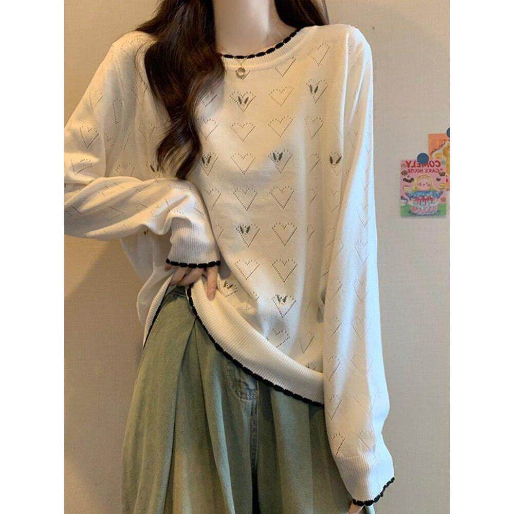 大码女上衣mm新款漂亮上衣巨胖春季遮肚宽松独特2026显瘦针织好看