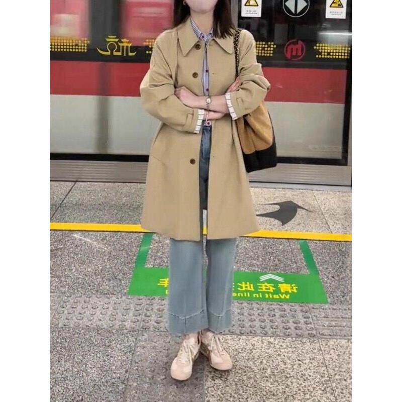 感超MM风衣胖高级大码春季大衣2026外套新款好看中长款卡其色女款