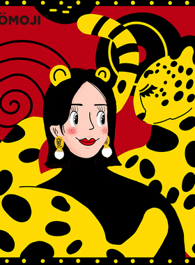 WOOMOJI原创IP艺术家人物沙发背景墙玄关装饰画客厅挂壁画高级感