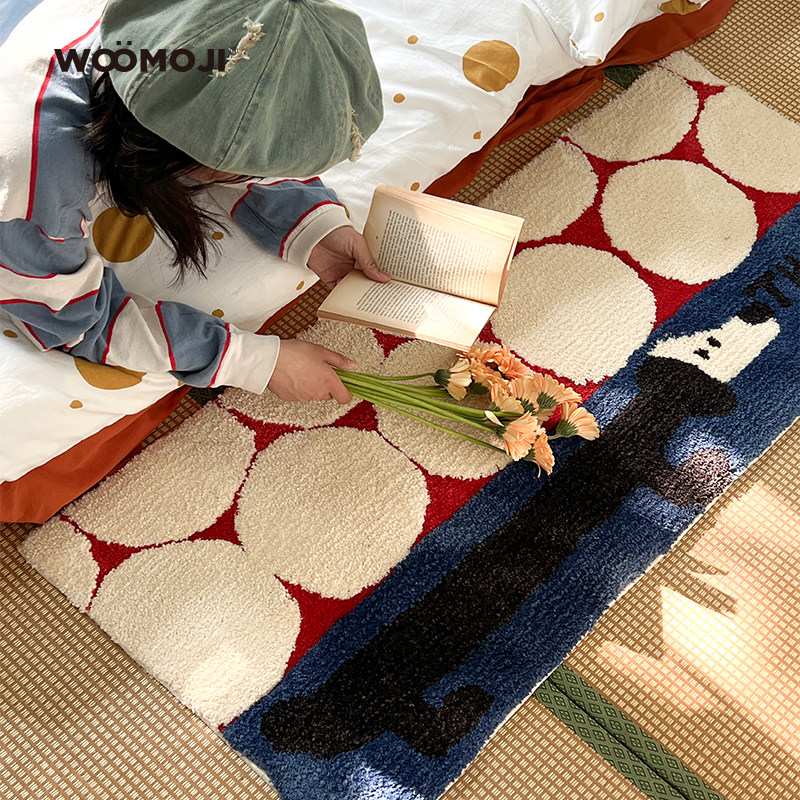 WOOMOJIx画画的焦太狼小狗地毯客厅沙发卧室床边脚垫可爱艺术柔软