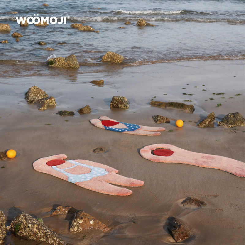 WOOMOJI艺术家夏媛媛联名插画客厅卧室地毯子床边地毯垫新款ins风