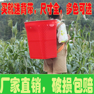 加厚塑料背篓双肩带特大号买菜家用鱼桶背篼农用成人赶集熟胶背筐
