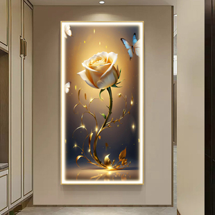 立体镶钻入户玄关装饰画 画客厅过道走廊正对门带LED灯壁画 画高