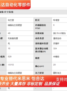 替换米思米LHKIRNLF6 8 10 12 13 16 20 25 303540带法兰直线轴承