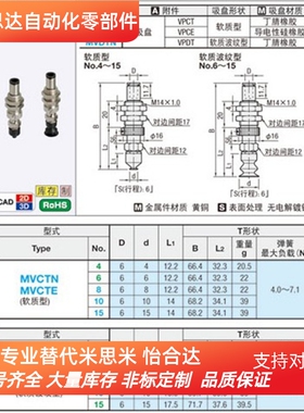 米思米MISUMI波纹吸盘MVDTN15 MVDTN6/8 MVDTN10带弹簧缓冲VPDT15