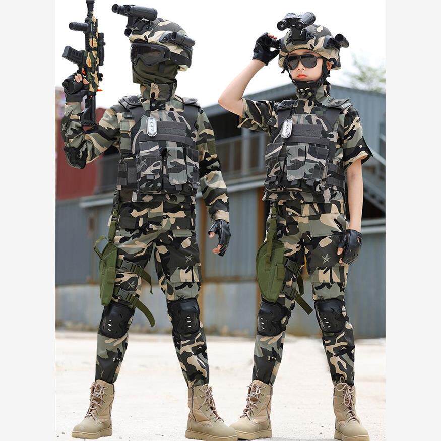 夏季儿童迷彩服套装男童短袖特种兵装备小孩礼物女童夏令营军训服