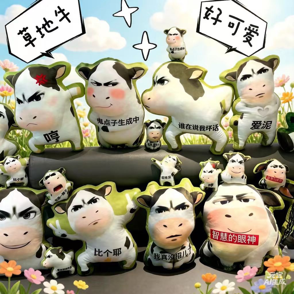 草地牛玩偶搞笑抽象抱枕创意