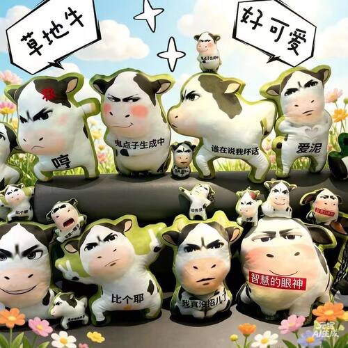 草地牛玩偶搞笑抽象抱枕创意
