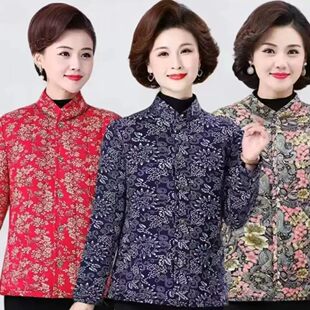 反季清仓中老年加厚碎花棉袄保暖加肥大码妈妈花棉袄冬季长袖