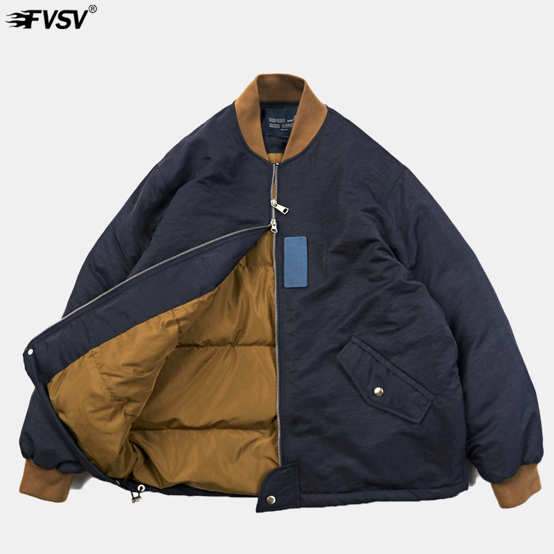 2023羽绒保暖上衣休闲领口撞色