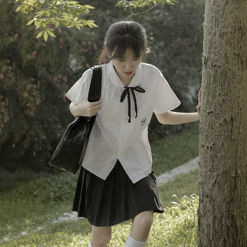 jk制服白衬衫风琴褶高中学院风毕业班服夏季台湾校服套装附中学生