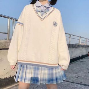 jk毛衣外套秋冬新款 外套潮 学院风可爱刺绣毛衣学生韩版 宽松针织衫