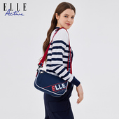 ELLE 女包拼色字母印花尼龙运动斜挎包休闲百搭单肩包 Active新款