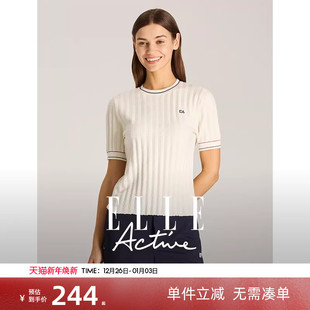 圆领t恤女春夏新款 短袖 气质上衣显瘦 Active休闲运动针织衫 ELLE