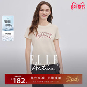 t恤女泽西风宽松字母印花上衣 Active凉感运动短袖 7A抗菌 ELLE