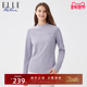 含绵羊毛 ELLE Active简约高级半高领上衣女秋冬款 气质长袖 T恤