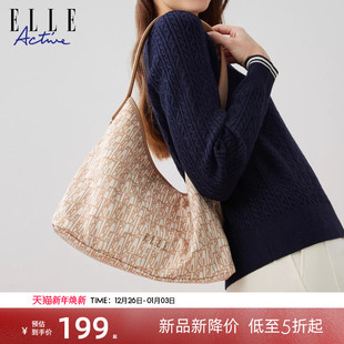 ELLE 腋下包 Active复古老钱风满印老花托特包大容量手提包包时尚