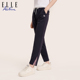 撞色格纹休闲裤 女2026新款 子 Active高级感别致直筒裤 ELLE