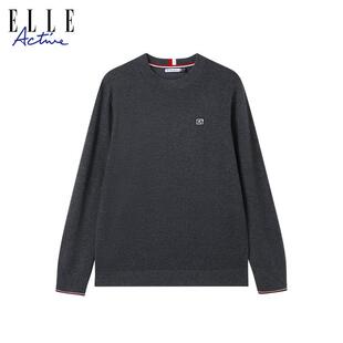 简约圆领毛衣长袖 Active男装 ELLE 针织上衣休闲舒适 含绵羊毛
