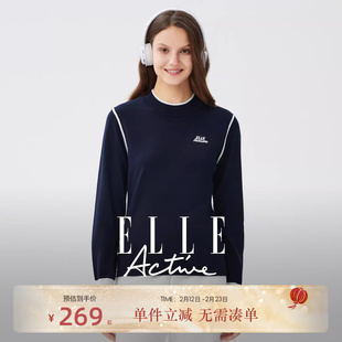 ELLE Active户外穿搭毛织半高领针织衫女秋冬新款长袖内搭上衣