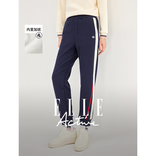 休闲百搭运动卫裤 ELLE 子女加绒保暖束脚裤 裤 显瘦 Active秋冬季
