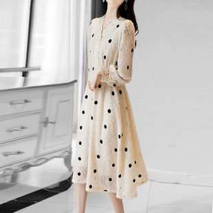 女装 新款 秋季 MOMI香港正品 印花高端时尚 洋气蕾丝打底连衣裙