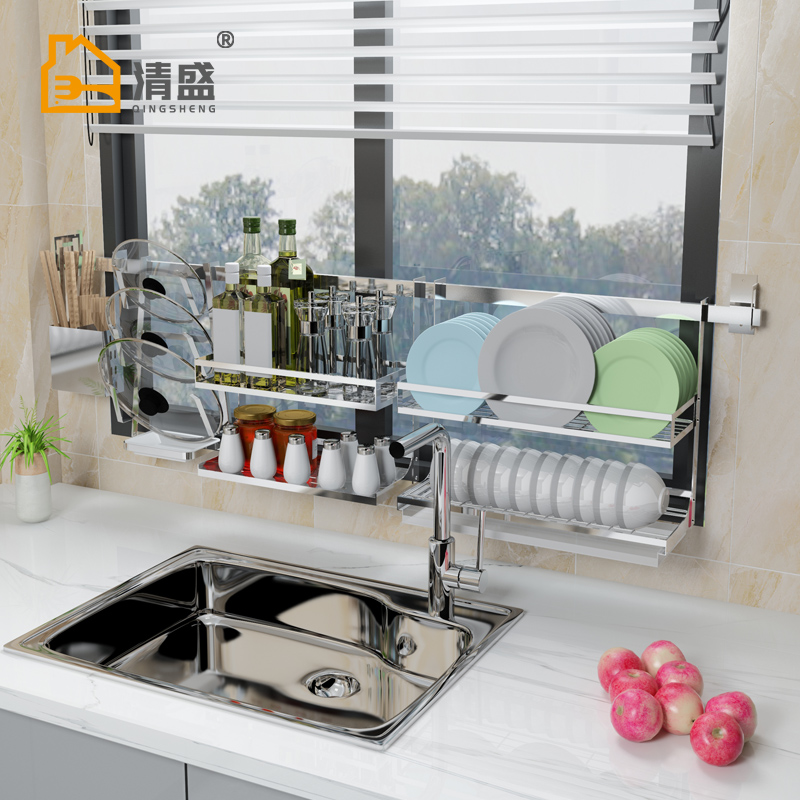 洗碗池放碗碟架水槽沥水收纳架壁挂 304不锈钢厨房窗户窗台置物架|ruв категории награду материалов, кухня, на кухне висит, стойка - от Buy2taobao.com для оказания профессиональной услуги покупки агента Taobao