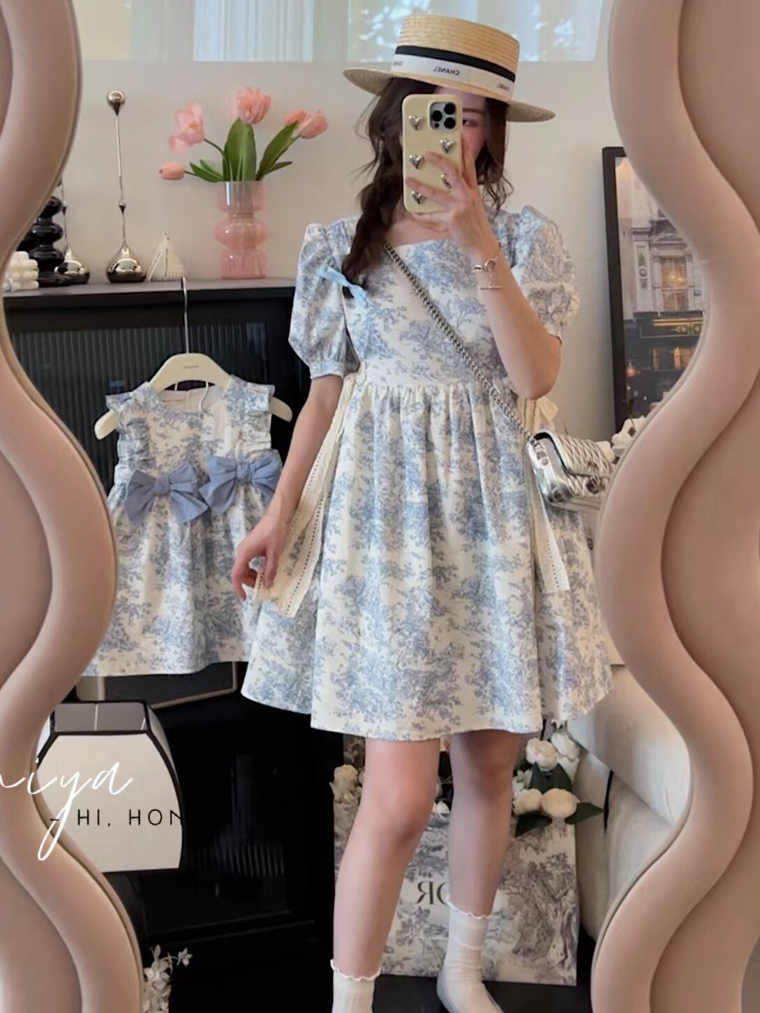 3 4인 가족을 위한 다양한 싼야 해변 휴가 부모-자식 의상 중국식 해변 스커트와  용 여름 정장