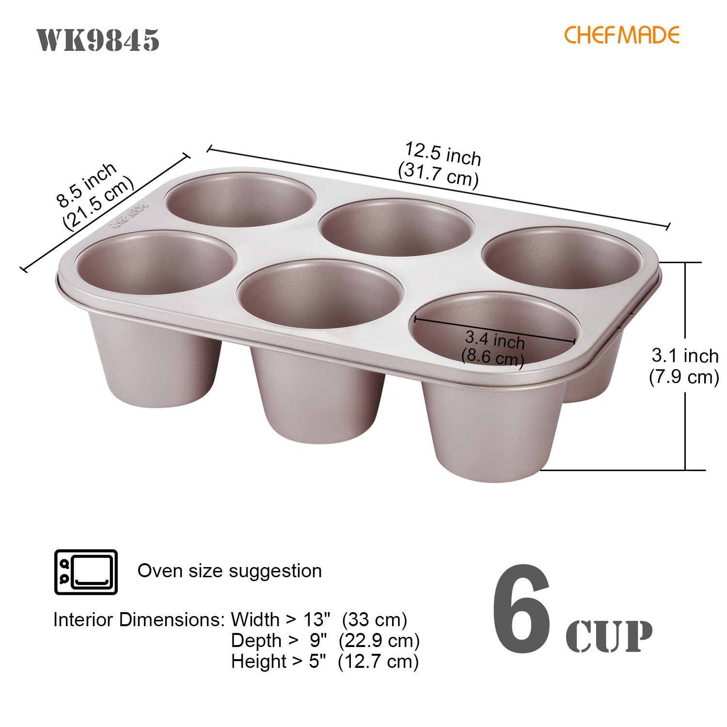 杯子蛋糕模大号玛芬具6连