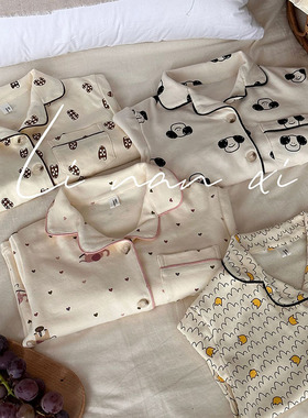 82318儿童秋冬家居服 韩版印花可爱秋衣秋裤 宝宝A类棉拉架睡衣套