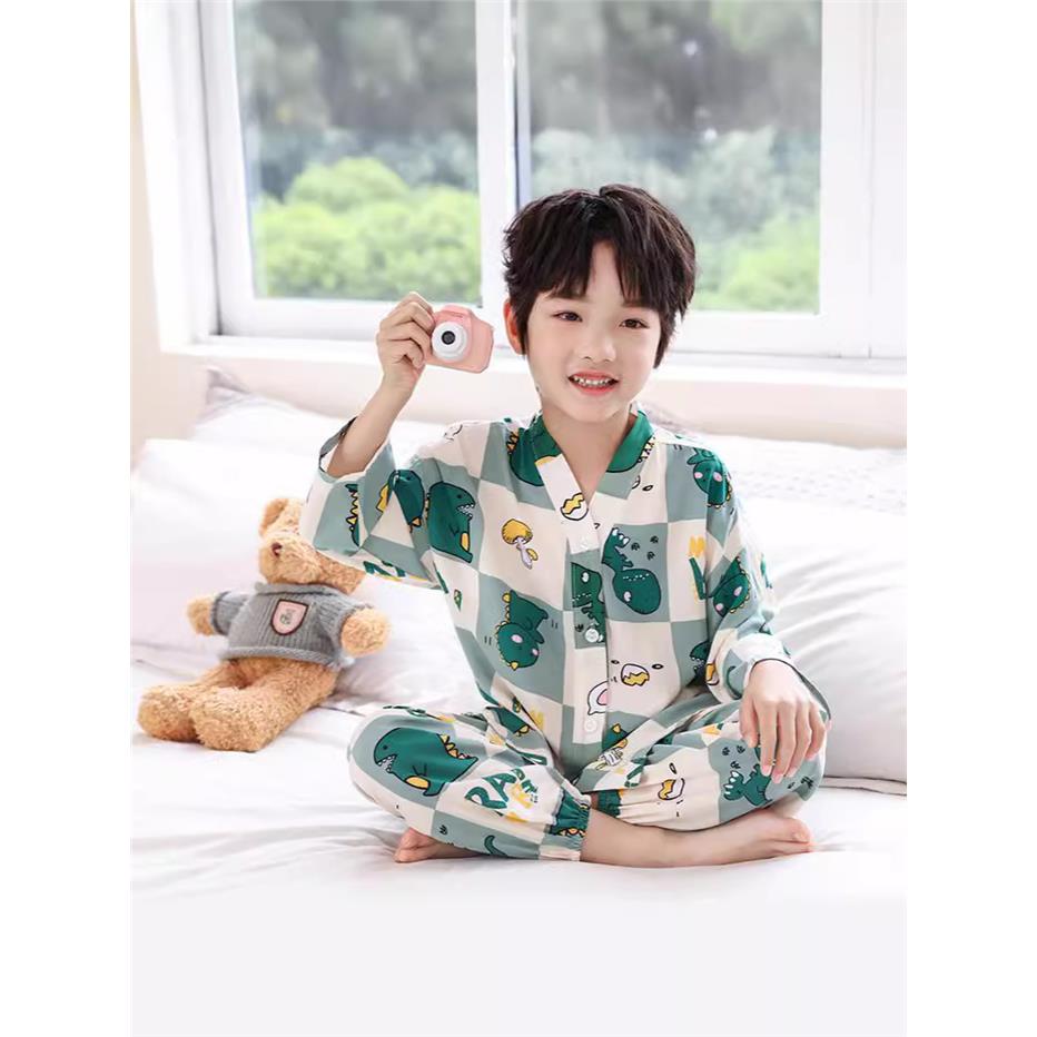 夏季儿童睡衣棉绸冰丝套