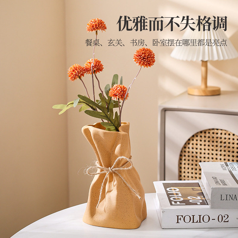 创意陶瓷水培褶皱钱袋花