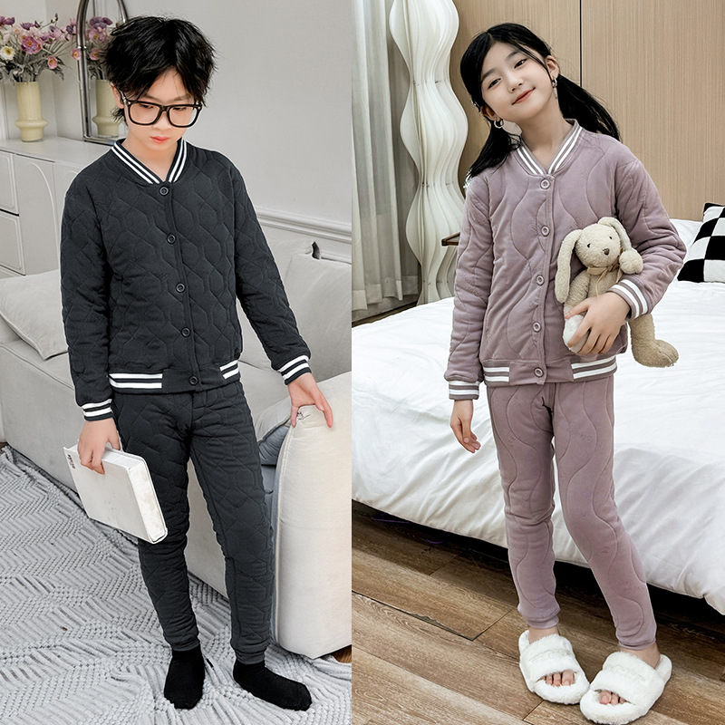 儿童保暖裤冬季三层加厚内穿女童男童棉裤秋裤中大童校服神器