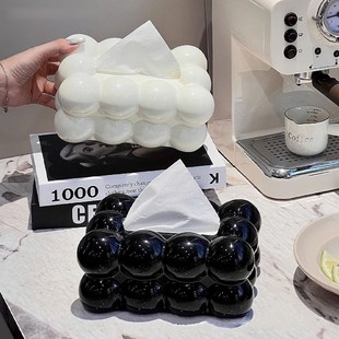 轻奢家用创意纸抽盒客厅收纳盒棉花糖抽纸盒高级感奶油纸巾盒