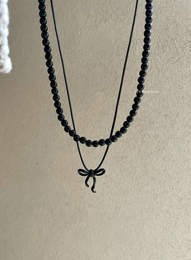 韩国博主同款蝴蝶结串珠项链