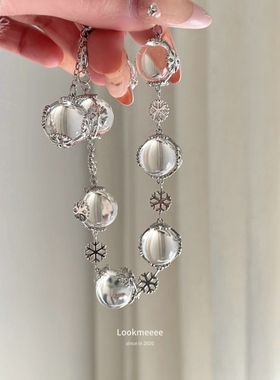 清透银色雪花可调手链女