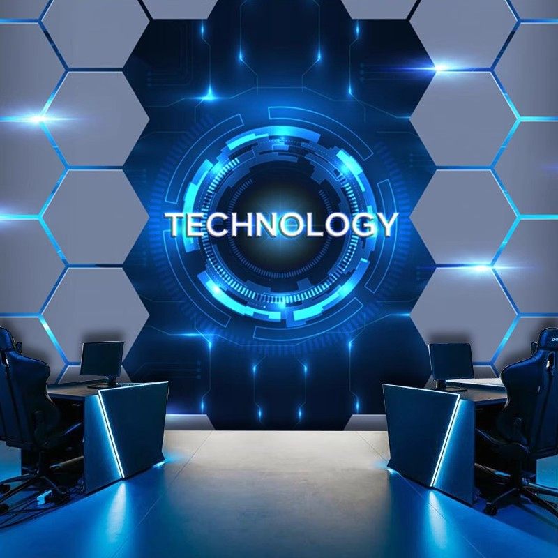 3D立体科技感电子直播背景墙纸网吧KTV前台酒店电竞房间装饰壁纸,家装主材,定制壁画,淘宝优惠券,粉丝福利购,淘宝优惠卷