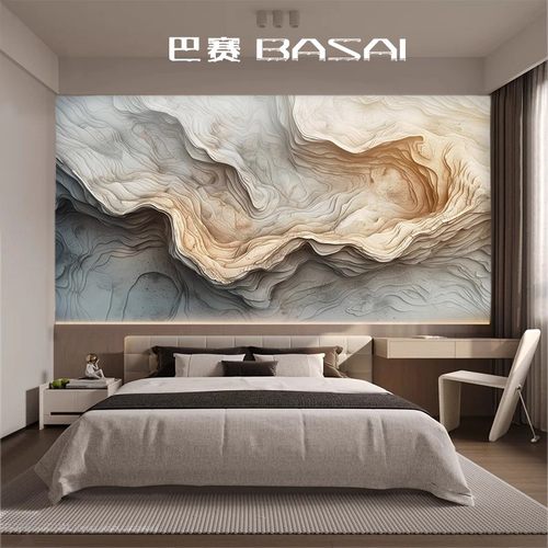 3D立体岩石墙纸工业风仿真石岩板