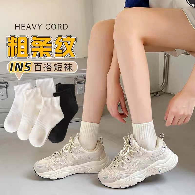 白色袜子女短袜ins潮百搭黑色夏季薄款短筒运动女袜网红春秋简约