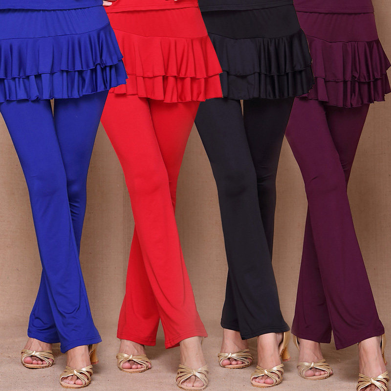 春夏广场舞服装新款修身裙裤成人拉丁跳舞裤舞蹈裤裙女式练功长裤